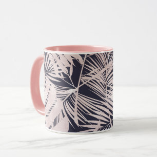 Mug Feuilles de palmier tropical rose doré foncé