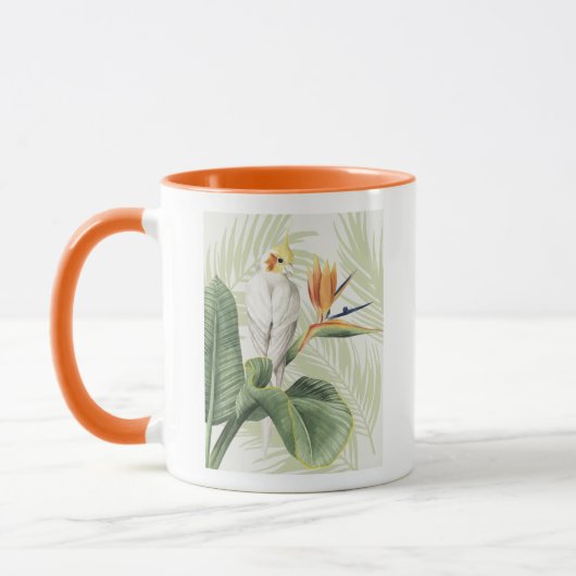 Mug Feuilles De Palmiers Avec Oiseau Blanc (Gauche)