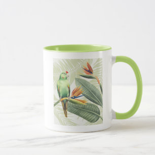 Mug Feuilles De Palmiers Avec Oiseau Vert