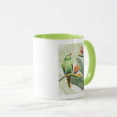 Mug Feuilles De Palmiers Avec Oiseau Vert (Devant droit)