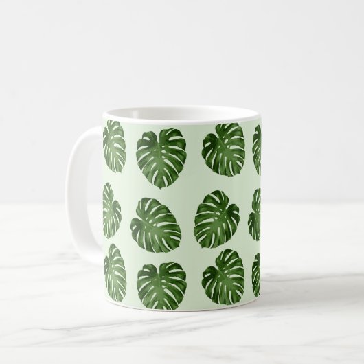 Mug Feuilles de palmiers, Feuilles verts, Motif tropic (Devant gauche)