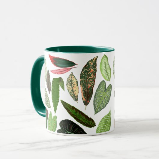 Mug Feuilles de verdure botaniques vintage (Devant gauche)