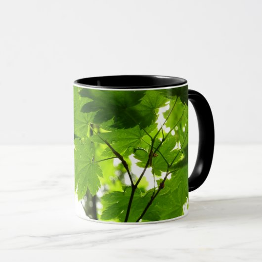 Mug Feuilles d'érable avec Raindrops (Devant droit)