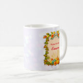Mug Feuilles d'érable, citrouilles et fleurs vibrantes (Devant droit)