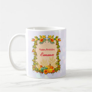 Mug Feuilles d'érable, citrouilles et fleurs vibrantes