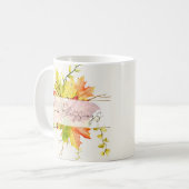 Mug Feuilles d'érable d'automne avec texte personnalis (Devant gauche)