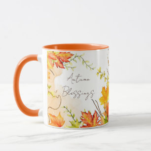 Mug Feuilles d'érable d'automne avec texte personnalis