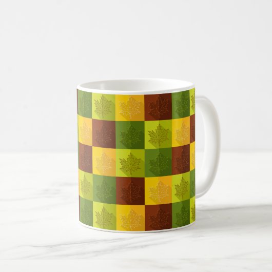 Mug Feuilles d'érable d'automne, brun et vert (Devant droit)
