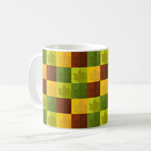Mug Feuilles d'érable d'automne, brun et vert (Devant gauche)