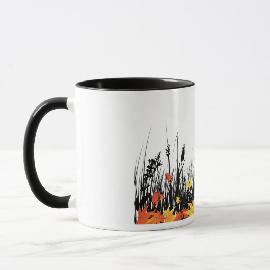 Mug Feuilles d'érable d'automne et silhouette d'herbe  (Gauche)