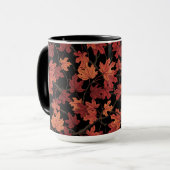 Mug Feuilles d'érable rouges d'automne sur fond noir (Devant gauche)