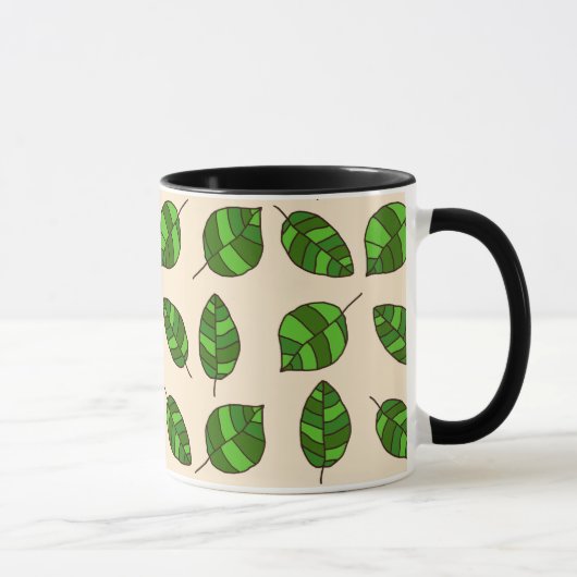 Mug Feuilles d'été Motif de la feuille verte sur n'imp (Droite)
