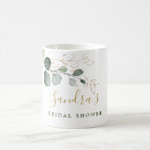 Mug Feuilles d'eucalyptus Fleur d'or, votre café nom  (Centre)