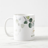 Mug Feuilles d'eucalyptus Fleur d'or, votre café nom  (Gauche)