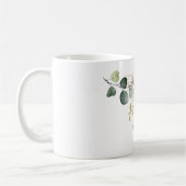 Mug Feuilles d'Eucalyptus, floral doré, votre nom (Gauche)