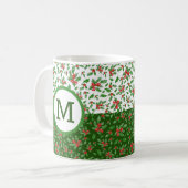 Mug Feuilles et baies de Noël rouges et verts (Devant gauche)