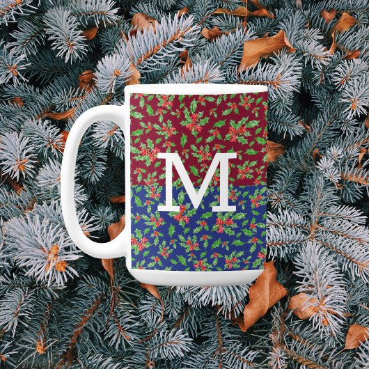 Mug Feuilles et baies de Noël rouges et verts