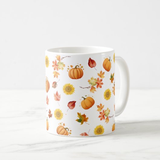 Mug Feuilles et Citrouilles d'aquarelle (Devant droit)