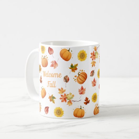 Mug Feuilles et Citrouilles d'aquarelle (Devant gauche)