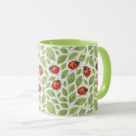 Mug Feuilles et coccinelles  (Devant droit)