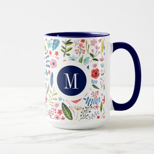 Mug Feuilles et fleurs colorées en Motif botanique V3 (Droite)