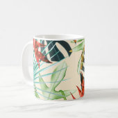 Mug Feuilles et fleurs tropicaux : Motif dynamique (Devant gauche)