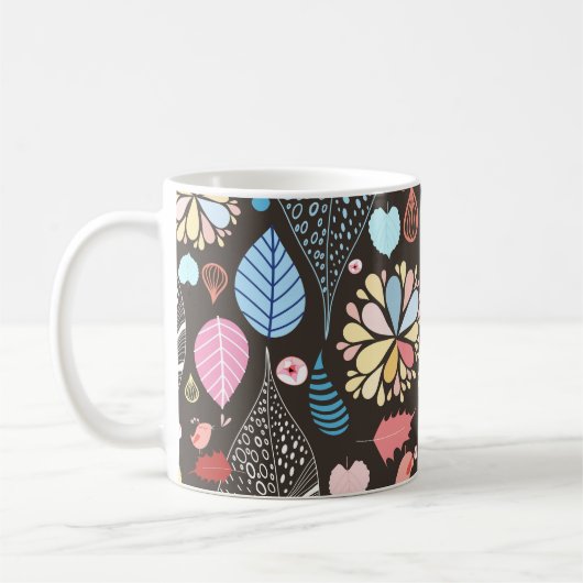 Mug Feuilles et oiseaux d'automne. (Gauche)
