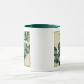 Mug Feuilles et succursales sur Arrière - plan de crèm (Centre)