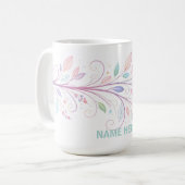 Mug Feuilles Florales Délicates (Devant gauche)