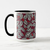 Mug Feuilles gris sur rouge foncé (Gauche)