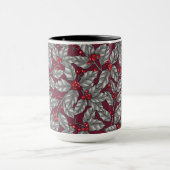 Mug Feuilles gris sur rouge foncé (Centre)