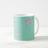 Mug Feuilles gris sur vert (Devant droit)