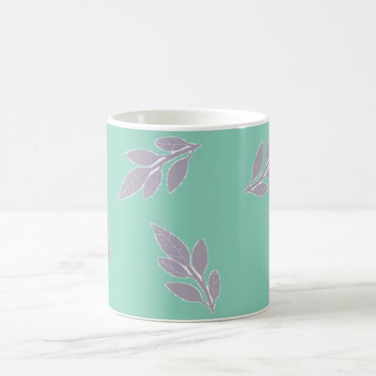 Mug Feuilles gris sur vert (Centre)