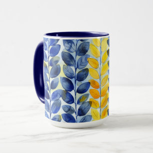 Mug Feuilles jaune et bleu
