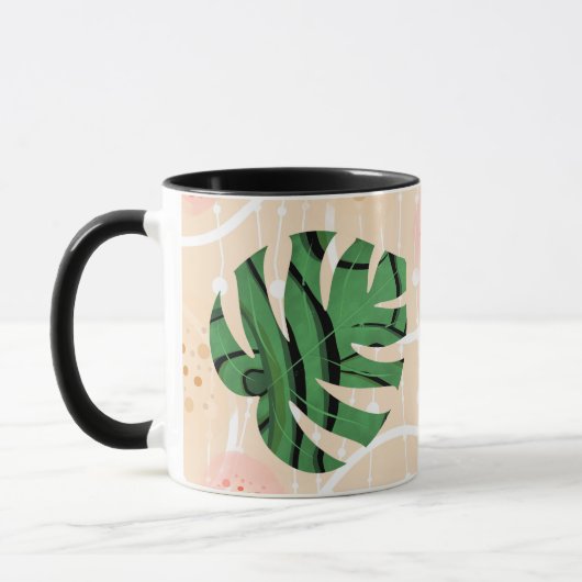 Mug feuilles ,monstres , rose, vert, tropical, palmier (Gauche)