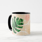 Mug feuilles ,monstres , rose, vert, tropical, palmier (Devant gauche)