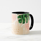 Mug feuilles ,monstres , rose, vert, tropical, palmier (Devant droit)