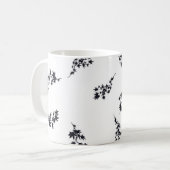 Mug Feuilles noirs et blancs (Devant gauche)