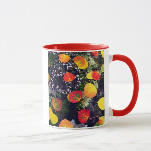 Mug Feuilles sur un rocher couvert de lichen, Rocheuse (Droite)