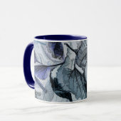 Mug Feuilles tombés en hiver en bleu et gris (Devant gauche)