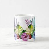 Mug Feuilles tropicales fleurs Hawaï aquarelle colorée (Centre)