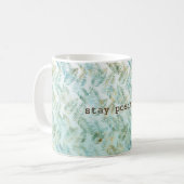 Mug Feuilles tropicales vert aqua or (Devant gauche)
