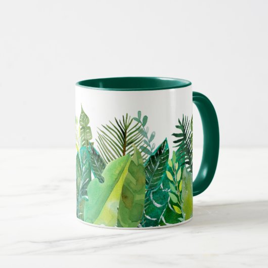 Mug Feuilles tropicales vertes (Devant droit)