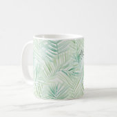 Mug Feuilles Tropicales Vertes Oiseau Blanc Aloha (Devant gauche)