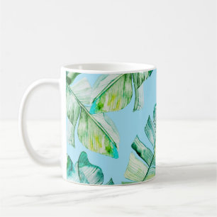 Mug Feuilles tropicaux aquarelle, illustration transpa