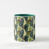 Mug Feuilles tropicaux et fleurs d'aquarelle. (Centre)