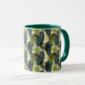 Mug Feuilles tropicaux et fleurs d'aquarelle. (Devant droit)