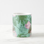 Mug Feuilles tropicaux et fleurs turquoise. (Centre)