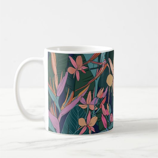 Mug Feuilles tropicaux, fleurs : vintages. (Gauche)