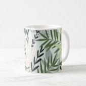 Mug Feuilles tropicaux : impression Vintage à main. (Devant droit)